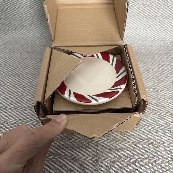 Longaberger Peppermint Twist Set Of Four Christmas Coasters New In Box - Picture 2 of 4